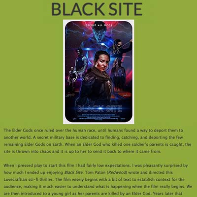 BLACK SITE REVIEW